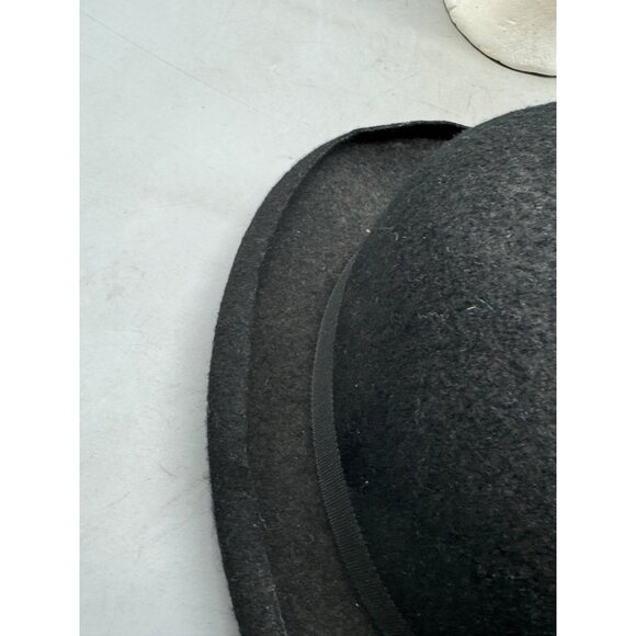 Vintage Ladies solid Black Bowler Debry Hat hard 10x12" READ - Picture 6 of 9